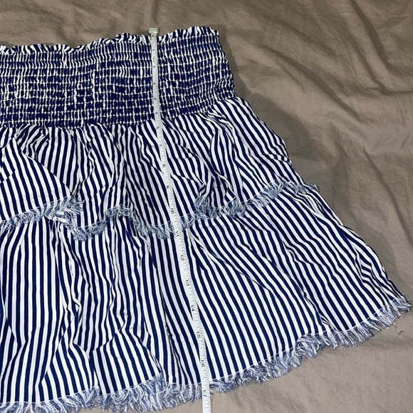 Aerie ruched mini skirt, blue & white stripes - Picture 2 of 3